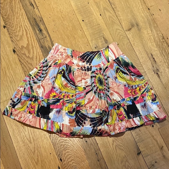 Leifsdottir Anthropologie Multicolored Floral Print Skirt w Pockets Womens 4 - Picture 1 of 10
